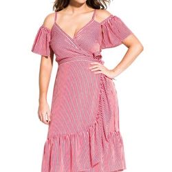 CITY CHIC DRESS Plus Size RED STRIPE RIVIERA