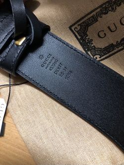 Leather belt with pearl Double G