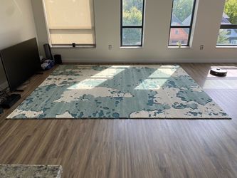 Large 3D Area Rug Teal and Cream