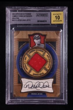 2004 Upper Deck Etchings Combos Derek Jeter CE-DJ Gold Foil Auto Mem 1/1 BGS 10
