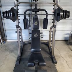 NEW CONDITION Nautilus Olympic Smith Machine With  Bench, Weights & Attachments Below Retail Price Read Description Below...