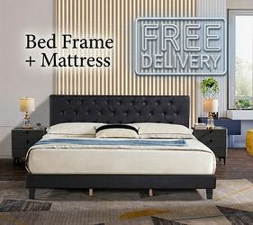 New KING Size Bed Frame With Mattress New Bedroom Furniture Bed Set Platform Bed With Headboard And Mattress All New FREE DELIVERY 