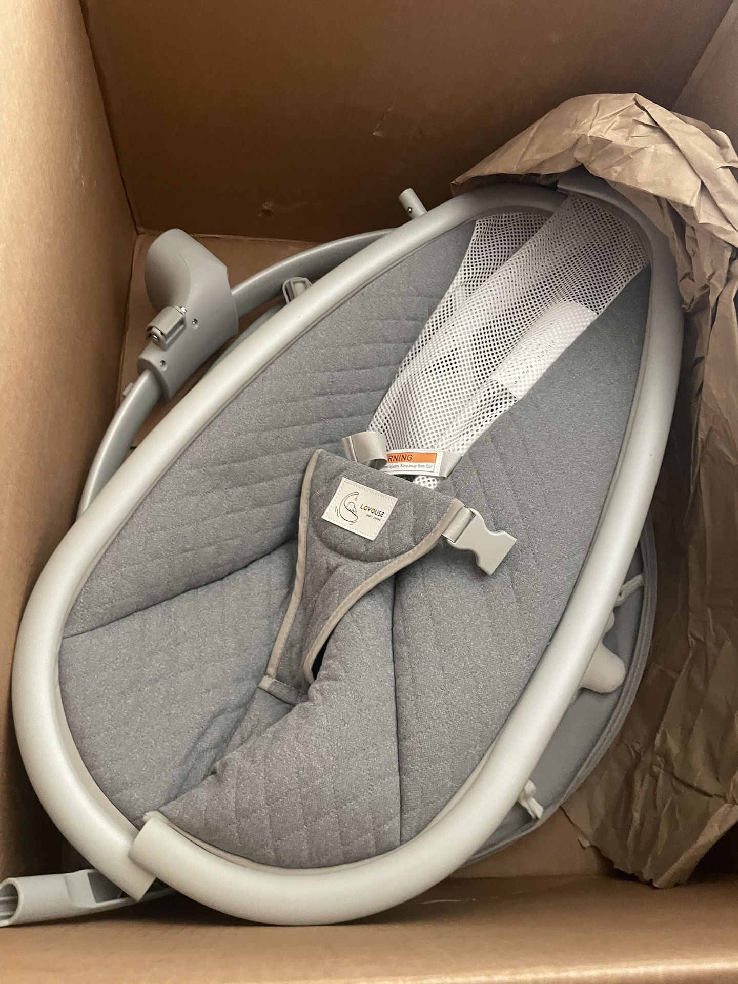 Electric Portable Baby Swing with Remote, 3 Speeds, Music, Adjustable Recline, Harness - For 5-20 lbs Infants and Toddlers, Gray