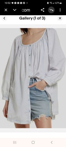 Free People Women Blue Oxford Swing Cotton Tunic Top Size M 
Light Blue Combo