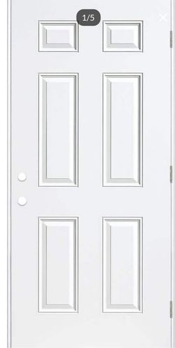 36 in. x 80 in. Premium 6 Panel Left Hand Outswing Primed Impact Steel Prehung Front Exterior Door