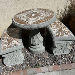 New Coffee Table With 2 Benches Made Out Of Cement And Tile Perfect Gift 🎁 