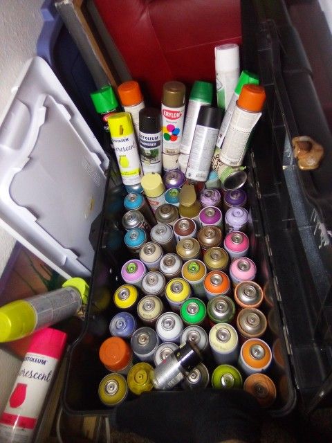 Huge Bin of Spray Paint – Montana, Molotow, Sugar, Rust-Oleum, Krylon + Vintage Street Art Cans