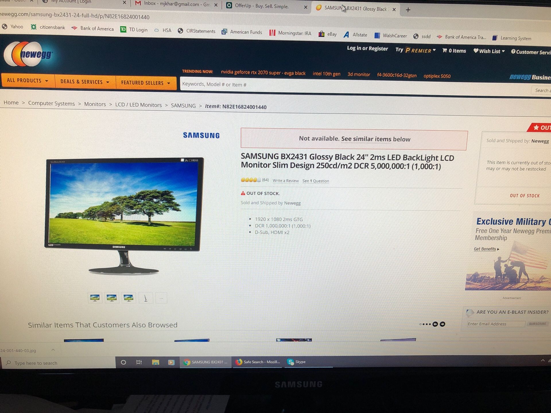 Two 24” Samsung monitors