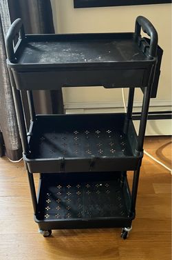 Black 3-Tier Rolling Utility Cart