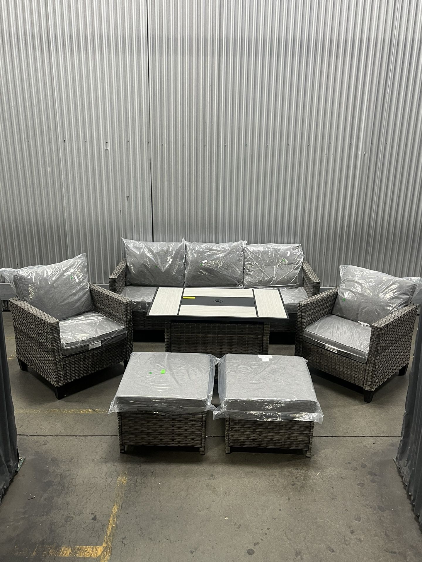 7-Seater Outdoor Patio Furniture With Fire Pit