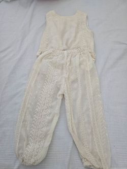 ivory lace-trimmed sleeveless top and lightweight trouser set 2t