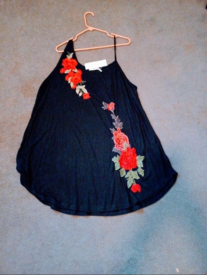 Rosegal 3D Flowers Tunic Top Mini Dress sleeveless plus size, NWT