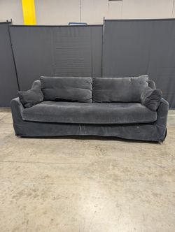 Dark Gray Velvet Skirted Couch