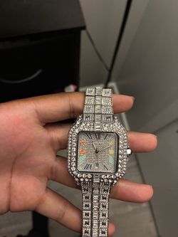 Iced Out Square Dial Dress Watch
