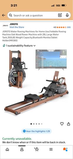 JOROTO Water Rowing Machine Oak Wood MR380
