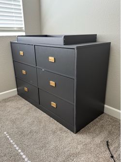 6-Drawer Baby Dresser & Changing Table – Gray/Grey