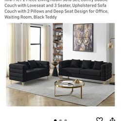 Brand New Modern 2 Pc Set Sofa Black $450