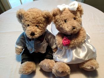 Christmas or wedding toys- bride and groom teddy bears, set of 2