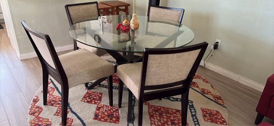 Round Glass Dining Table with 4 Chairs