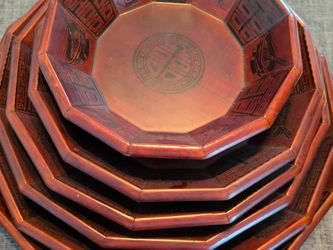 Vintage South Korean 6PC Lacquerware Serving Set