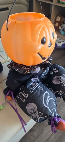 Halloween Pumpkin Trick-or-Treat Bucket with Costume Bag