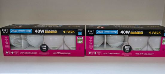 8 New Feit Energy Star Globe Light Bulbs