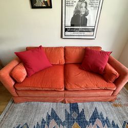 Vintage Couch - Orange Velvet Loveseat