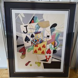 YANKEL GINZBURG Original Signed Serigraph ACE & Jack BLACKJACK Framed 10/25
