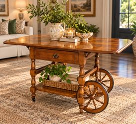 Vintage Mid-Century Wooden Tea Cart, Circa 1950s–1960s.”