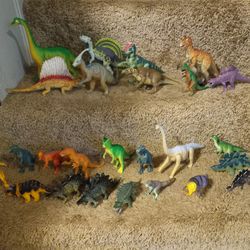 Assorted Lot Of Vintage Hard Plastic Dinosaur Figures 