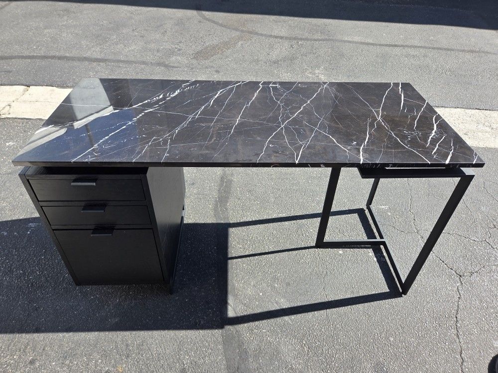 Black Marble- Style Desk - Great Condition 