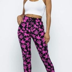 Pink Leaves Joggers