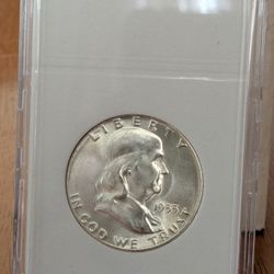 1955 Franklin half dollar silver coin 90% ~ Bugs Bunny 
