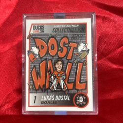 Brand New, Sealed “Dost Wall” Lukas Dostal Limited Edition Collectible Pin Anaheim Ducks