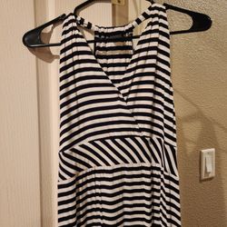 Women Black And White Striped Dress