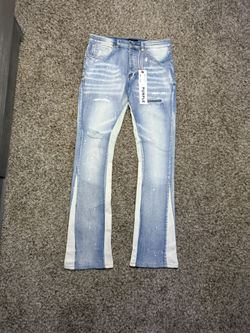 Light Denim Flared Purple Jeans 