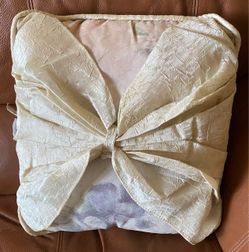 Decorative Bow Accent Throw Pillow 16 X 16”