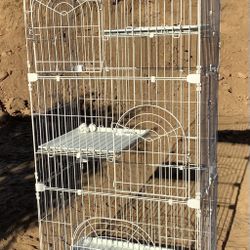 Large White Metal Bird Cage 70” Tall with Wheels