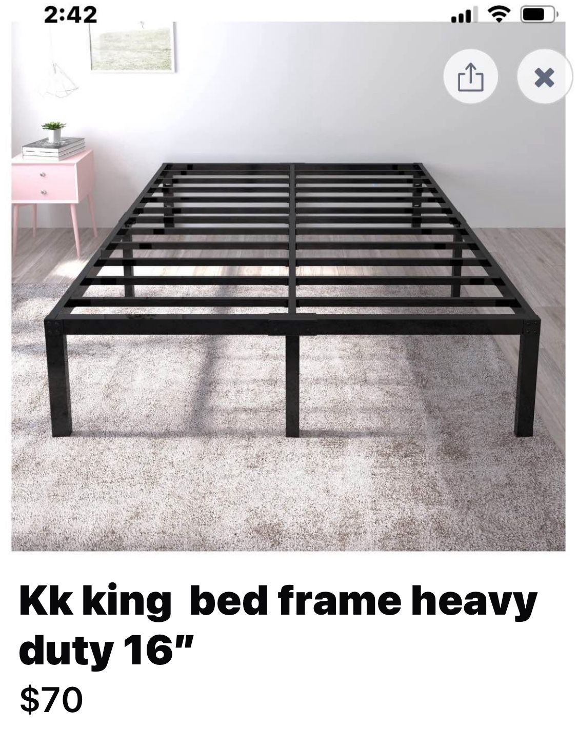 kk king bed frame resists more than 3000 pounds heavy dury 16" height
