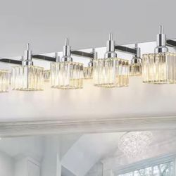 Orillia 35.4 in. 5-Light Modern Chrome Bathroom Vanity Light with Crystal Shades.    EDISLIVE Model # (contact info removed)0048258  L-3648 
