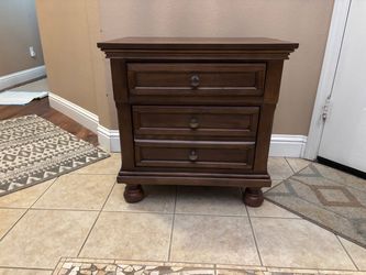 Dark Brown Wood 3-Drawer Nightstand