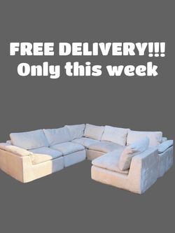 FREE DELIVERY (Cream Velvet Modular Sectional)