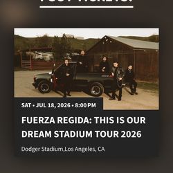 2 VIP tickets FUERZA REGIDA: THIS IS OUR DREAM STADIUM TOUR 2026 DODGER STADIUM