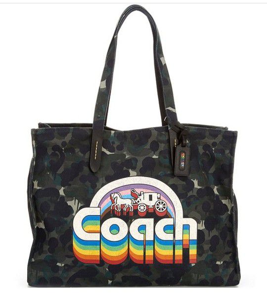 Field 42 Signature Logo Rainbow Camouflage Horse & Carriage Canvas Tote Bag