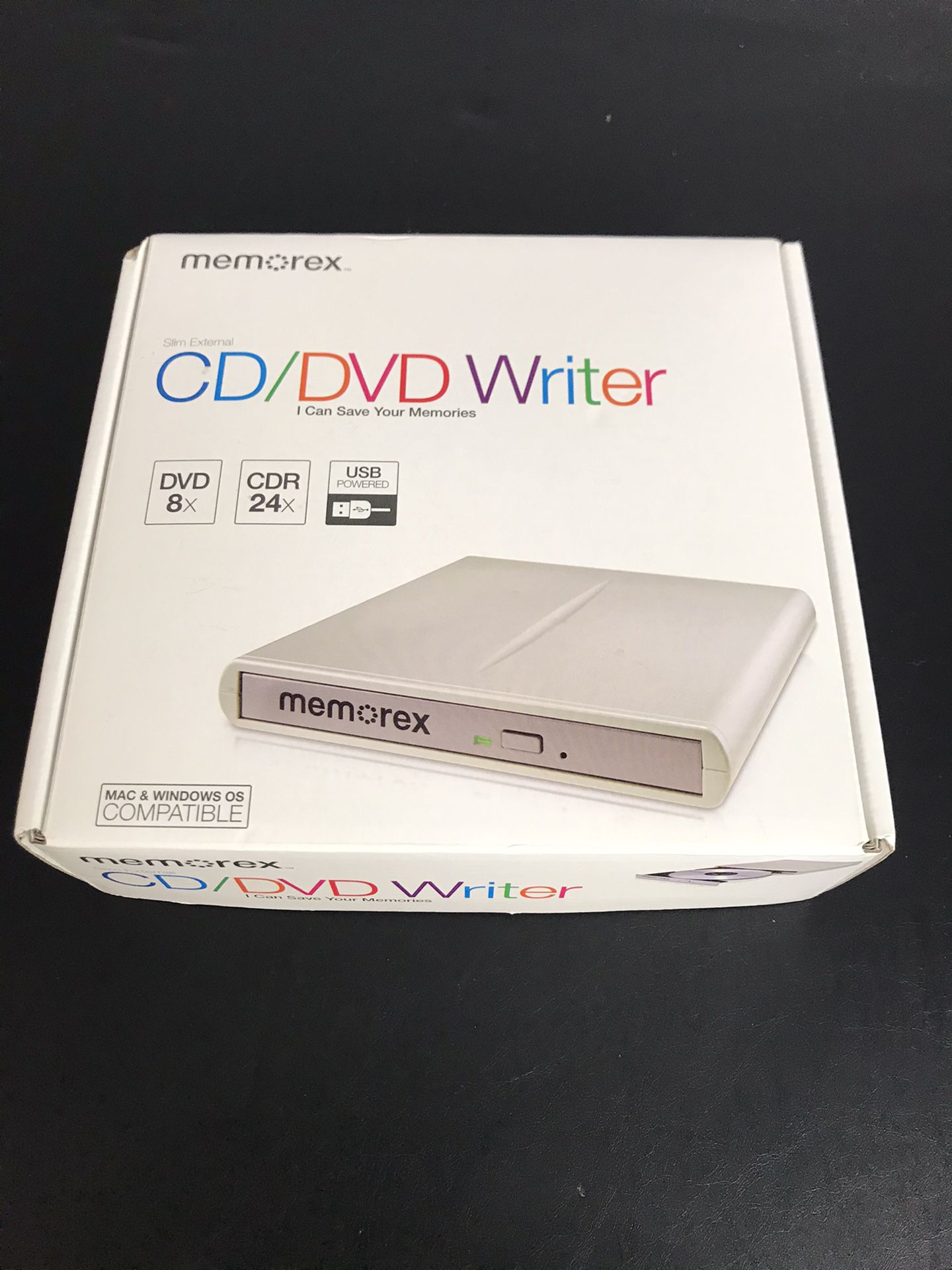 Memorex® External CD/DVD Writer Dependable DVD drive for safeguarding and sharing your music and videos. Auto-detect software and easy-to-use save fu