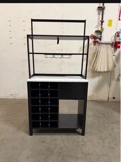 New Kitchen Wine Buffet Cabinet with Glass Holder 18-Bottle Wine Rack