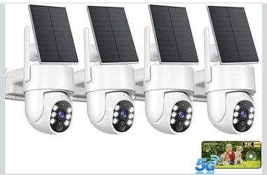 Solar Security Camera System 4 Pack 2K Wireless WiFi Outdoor Cameras