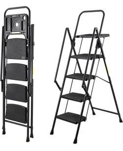 New 4 Step Ladder 6FT Tall Step Ladders Foldable w/ Handrails & Tray Folding Iron Stool Stepladder