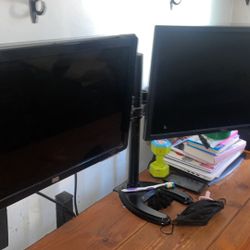 Monitors And Desk