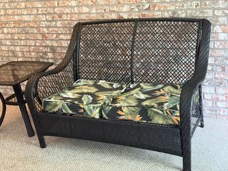 Faux Wicker Loveseat and Side table